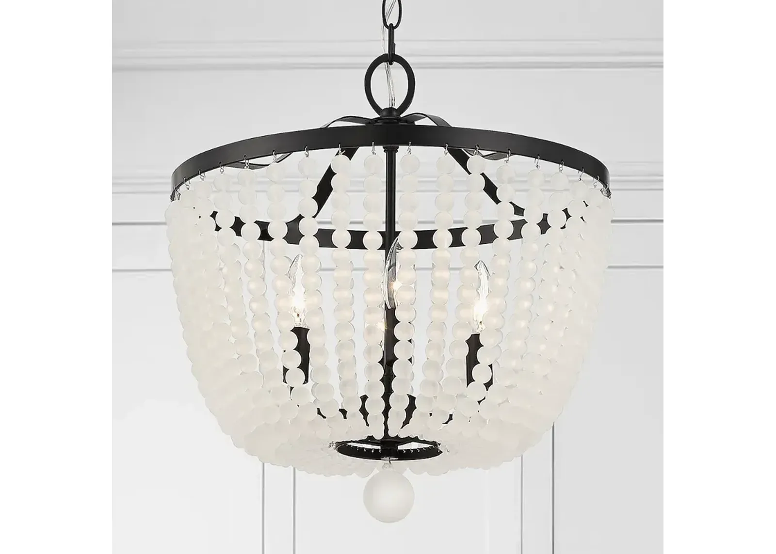 Rylee 4 Light Matte Black Chandelier Frosted Beads