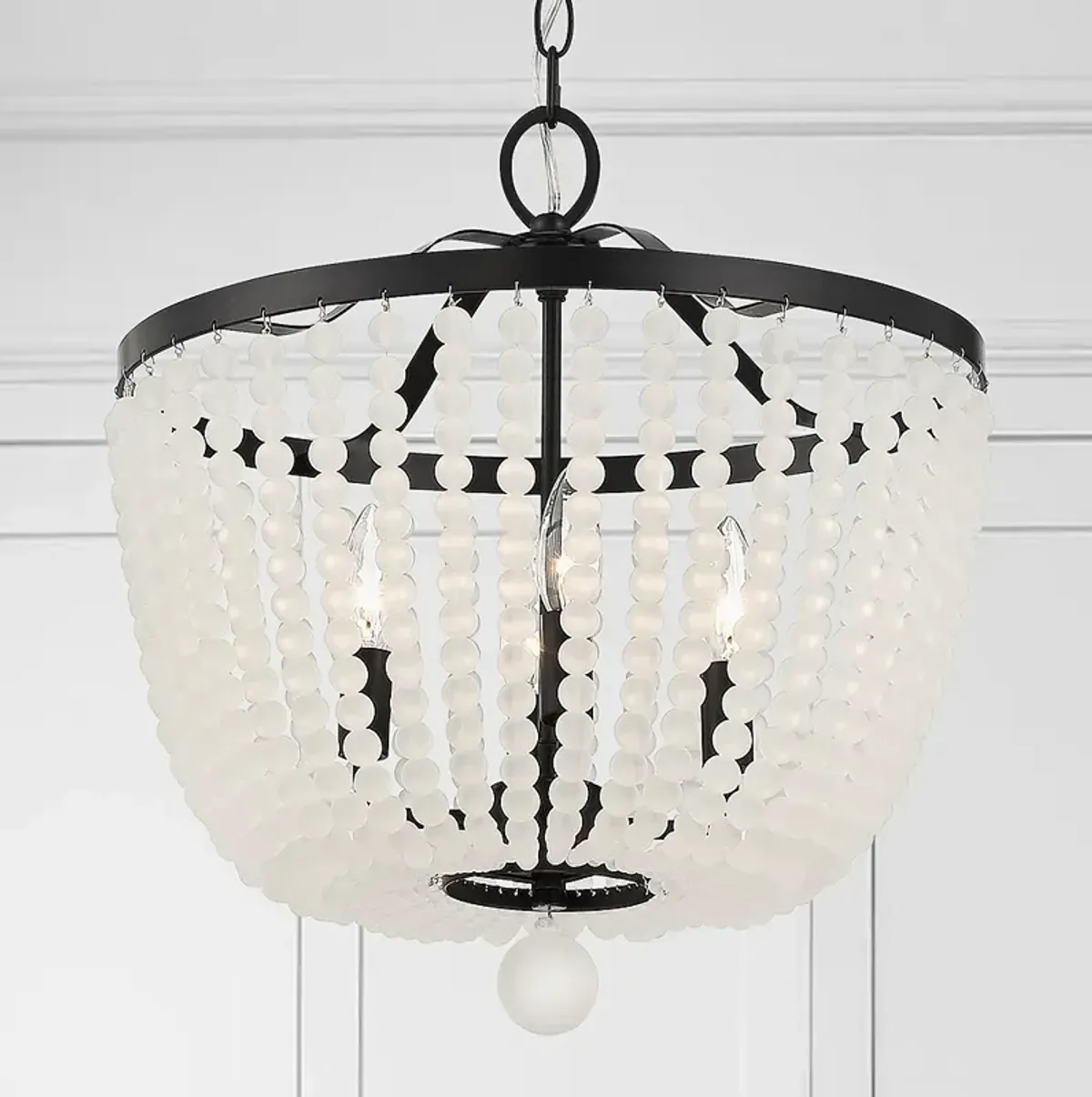 Rylee 4 Light Matte Black Chandelier Frosted Beads