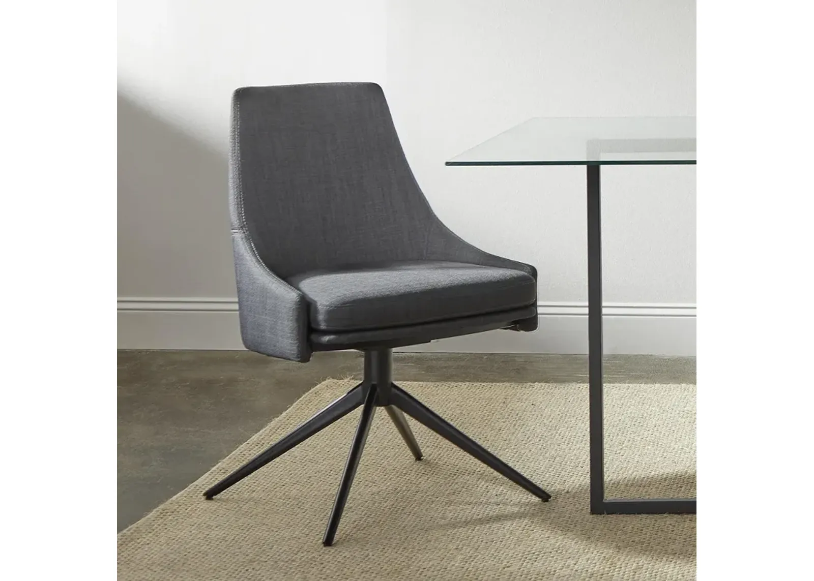 Signa Charcoal Fabric Swivel Side Chair