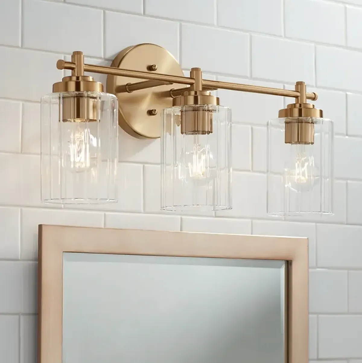 Possini Euro Elizabeth 22" Wide Warm Gold Plated 3-Light Bath Light