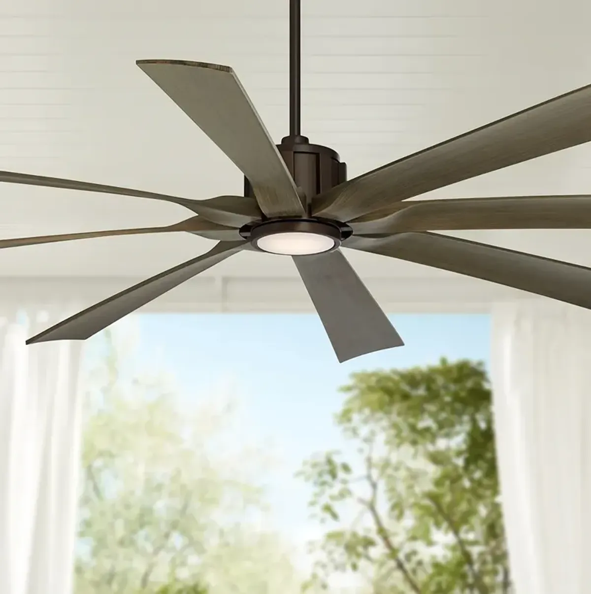 70" Possini Defender Bronze Damp LED Ceiling Fan with Remote