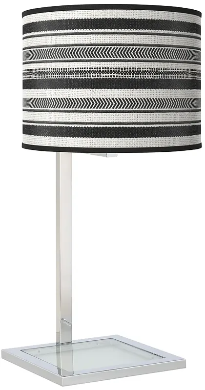 Giclee Glow Glass Inset 28" Stripes Noir Modern Table Lamp