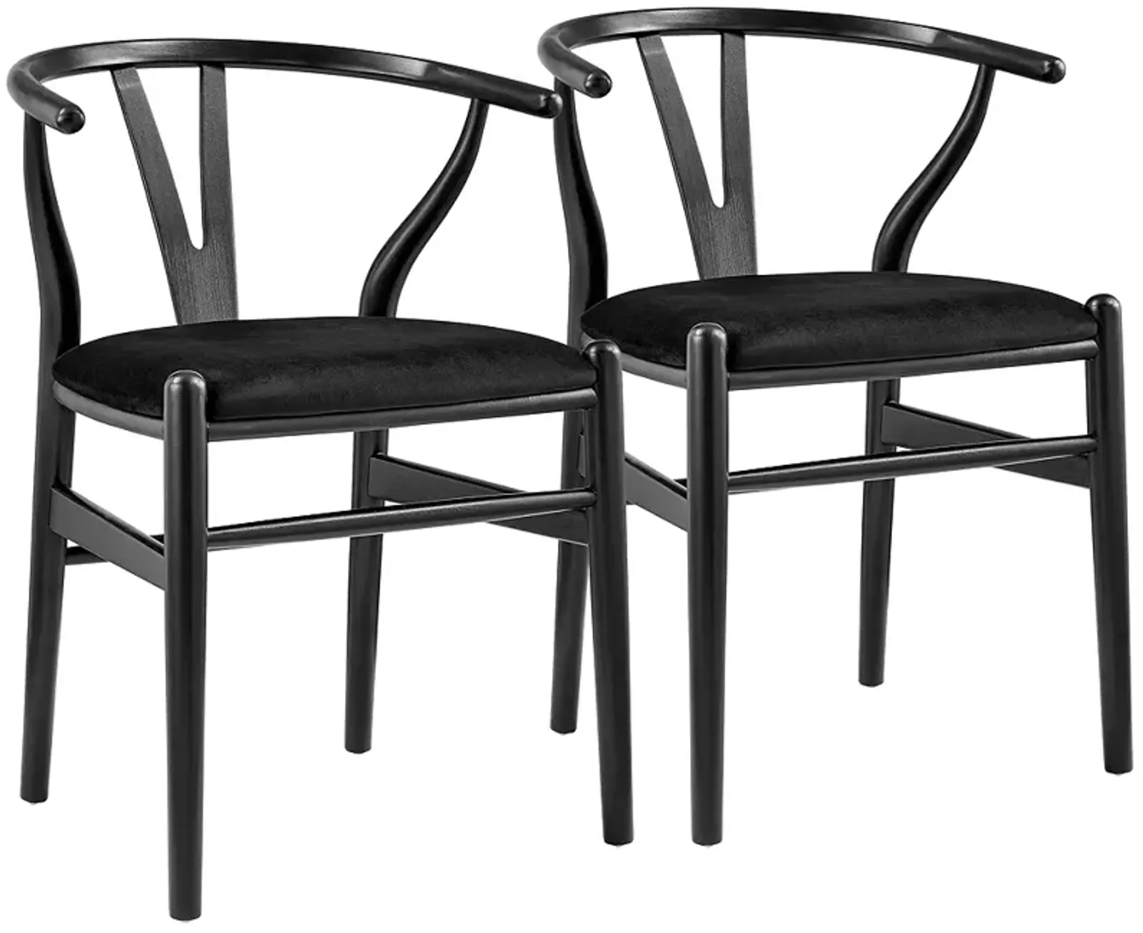 Evelina Black Wood Side Chairs Set of 2 with Velvet Seat