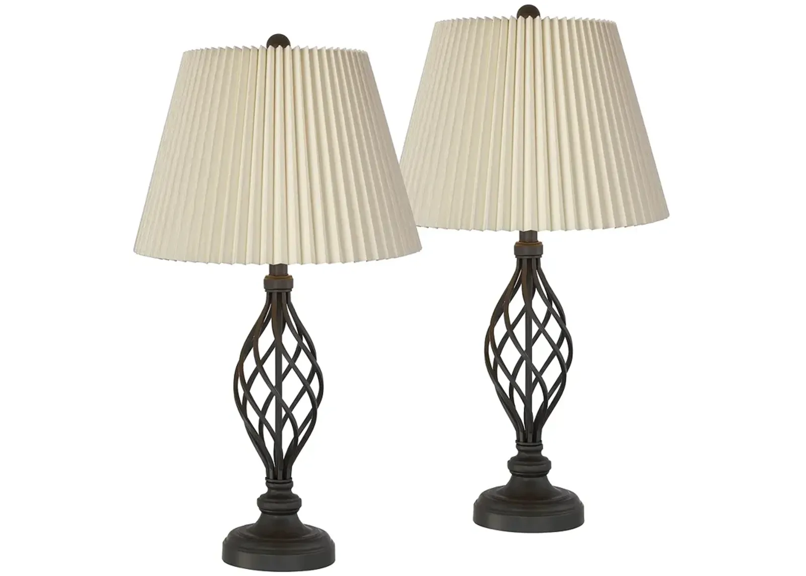 Franklin Iron Works Annie 28" Bronze Lamps with Ivory Shades Set of 2