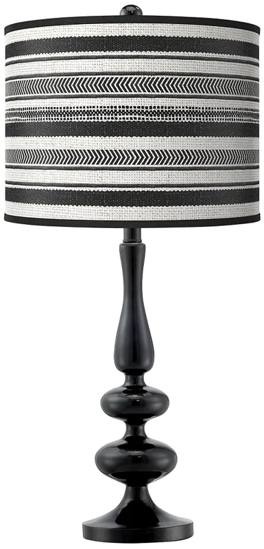 Stripes Noir Giclee Paley Black Table Lamp