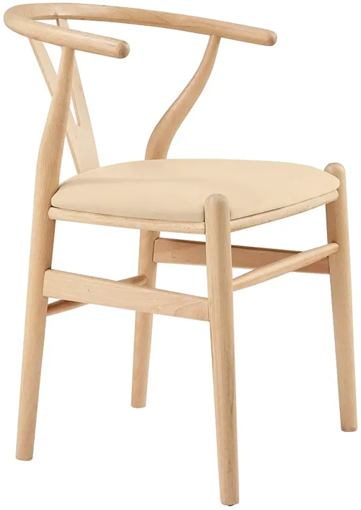 Evelina Natural Wood Side Chairs Set of 2 with Beige Seat