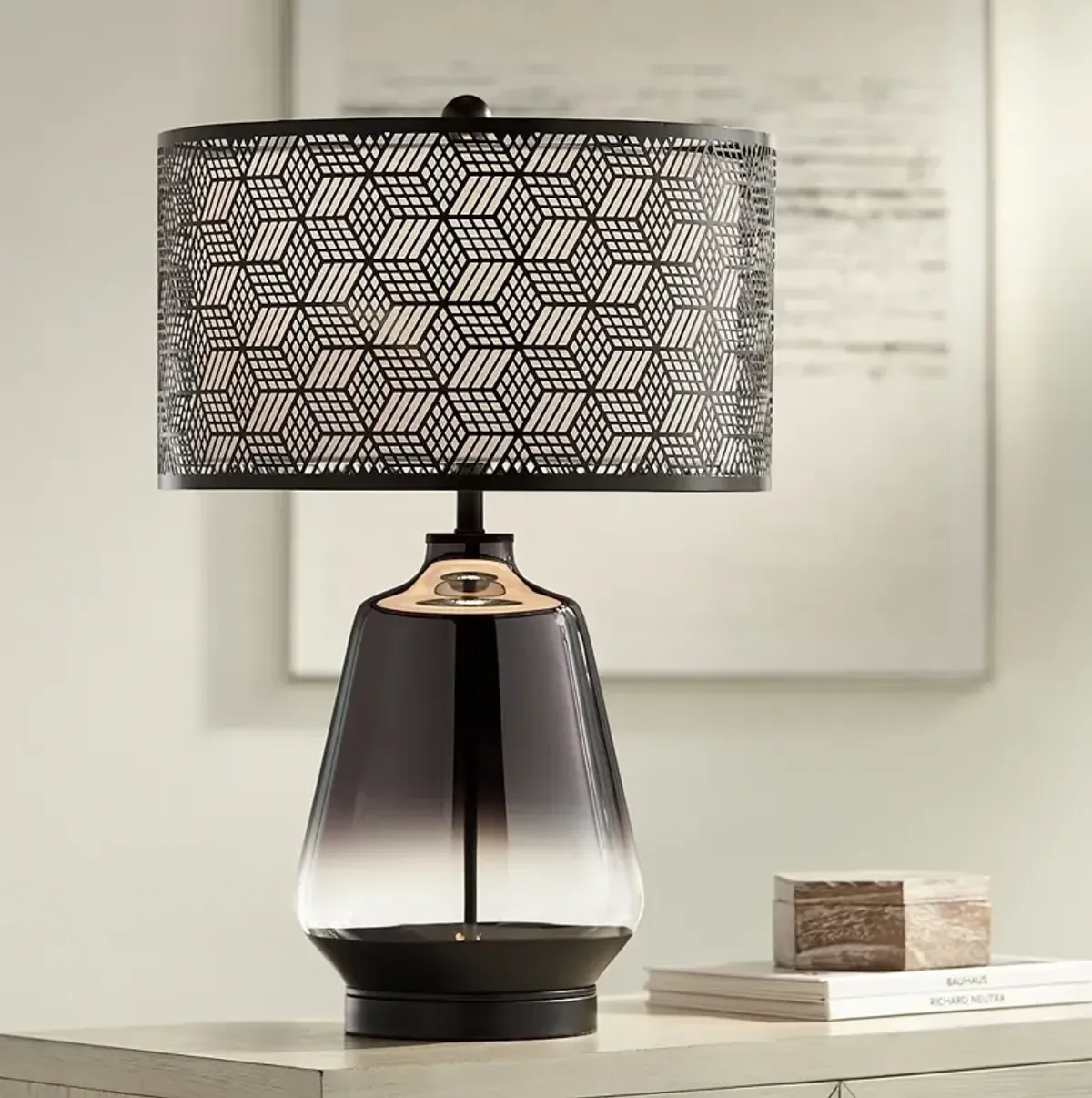 Possini Euro Taurus 26" Metal Shade Smoke Glass Modern Lamp