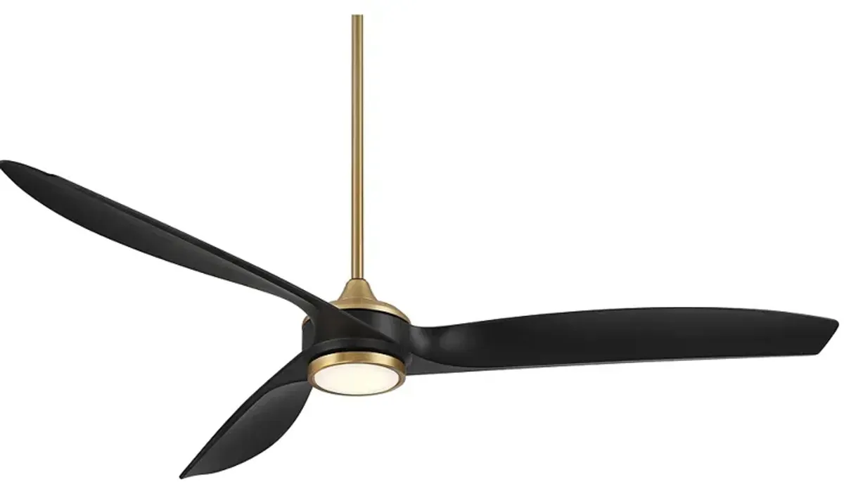 60" Casa Vieja La Jolla Surf Soft Brass LED Ceiling Fan with Remote