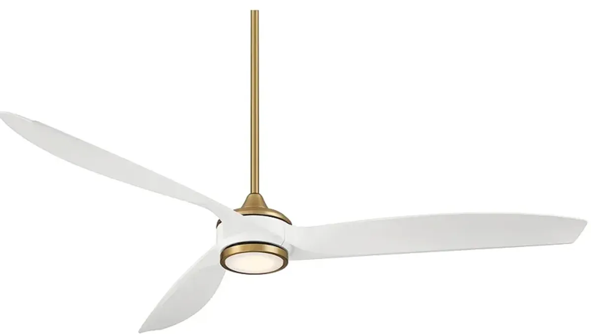 60" Casa Vieja La Jolla Surf Soft Brass LED Ceiling Fan with Remote