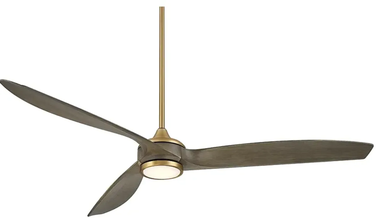 60" Casa Vieja La Jolla Surf Soft Brass LED Ceiling Fan with Remote