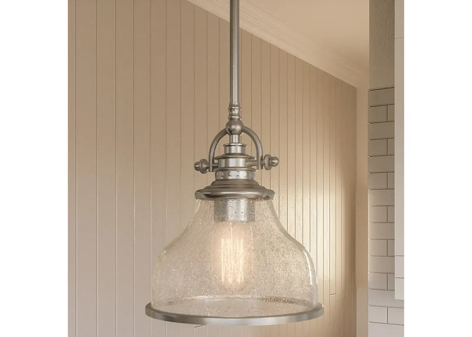 Quoizel Grant 8" Wide Brushed Nickel Seeded Glass Mini Pendant