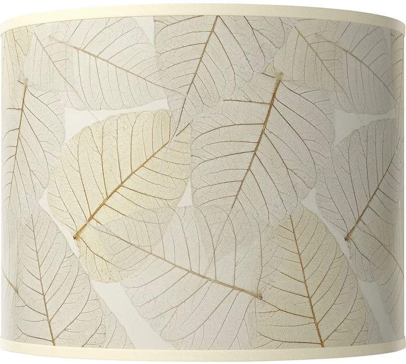 Fall Leaves White Giclee Round Drum Lamp Shade 14x14x11 (Spider)