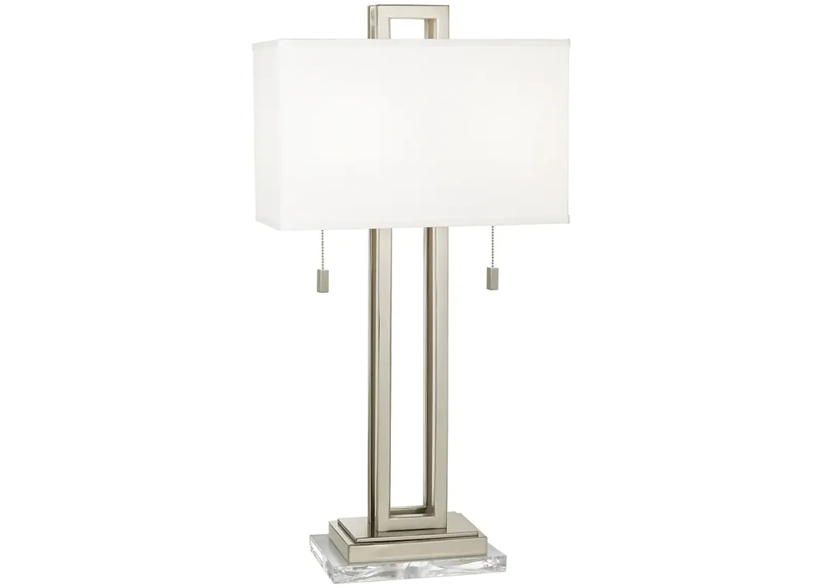 Possini Euro Rectangle 30" Nickel Table Lamp with Clear Acrylic Riser