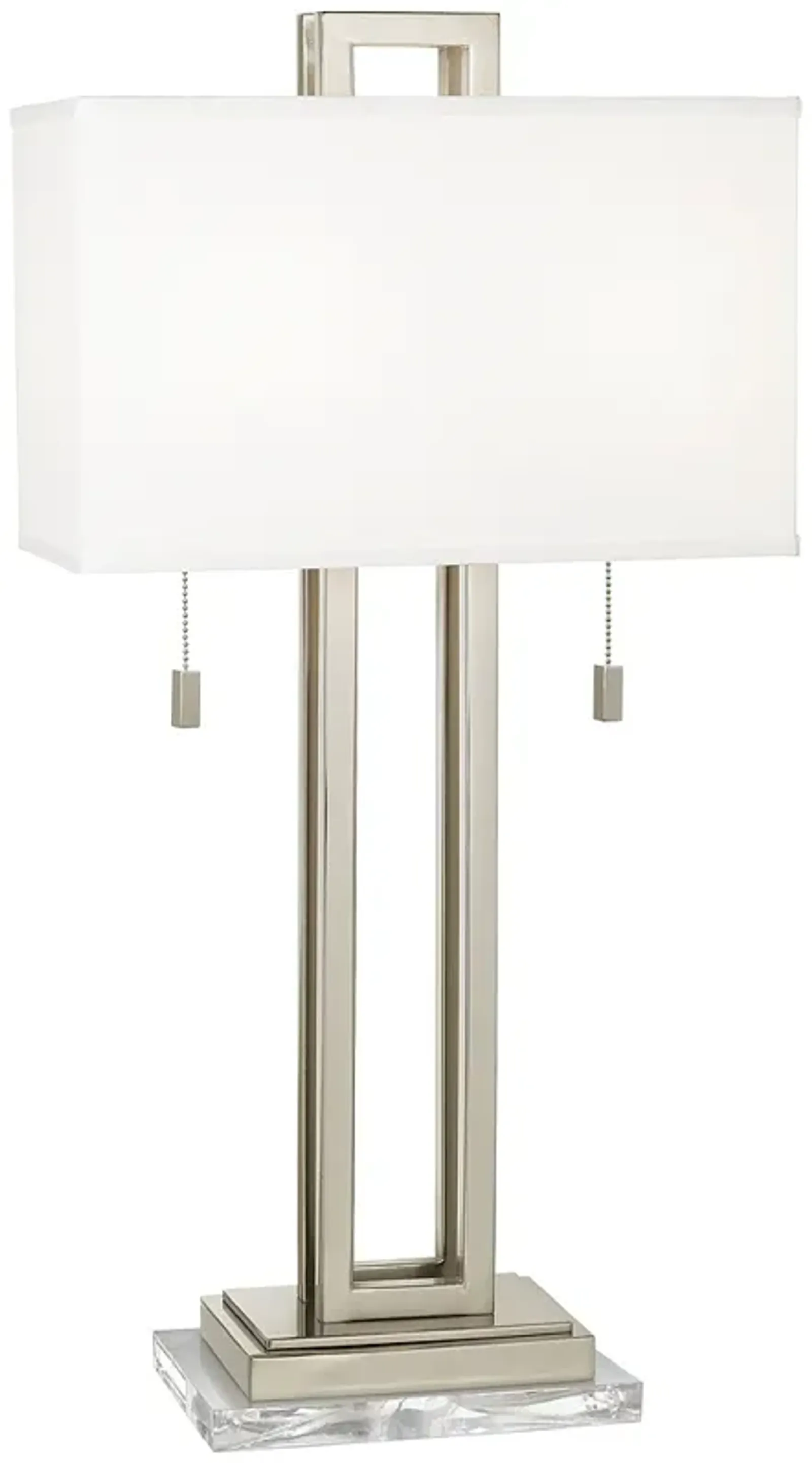 Possini Euro Rectangle 30" Nickel Table Lamp with Clear Acrylic Riser