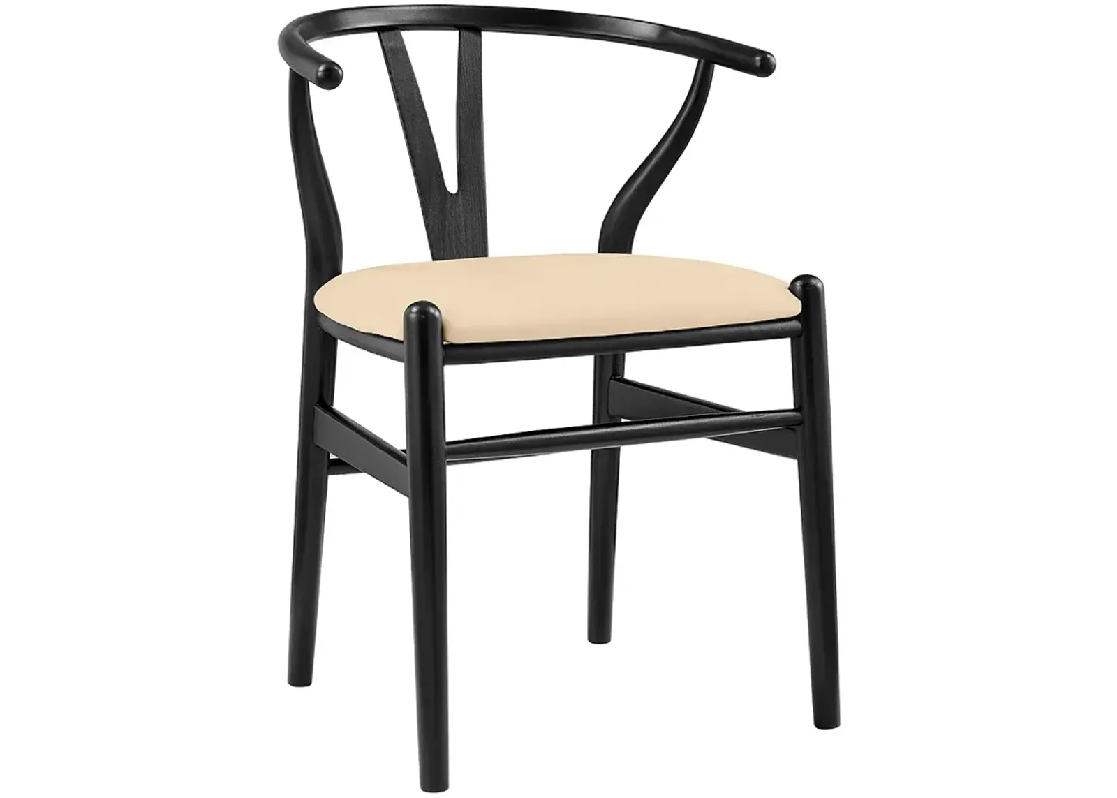 Evelina Black Wood Side Chairs Set of 2 with Beige Seat