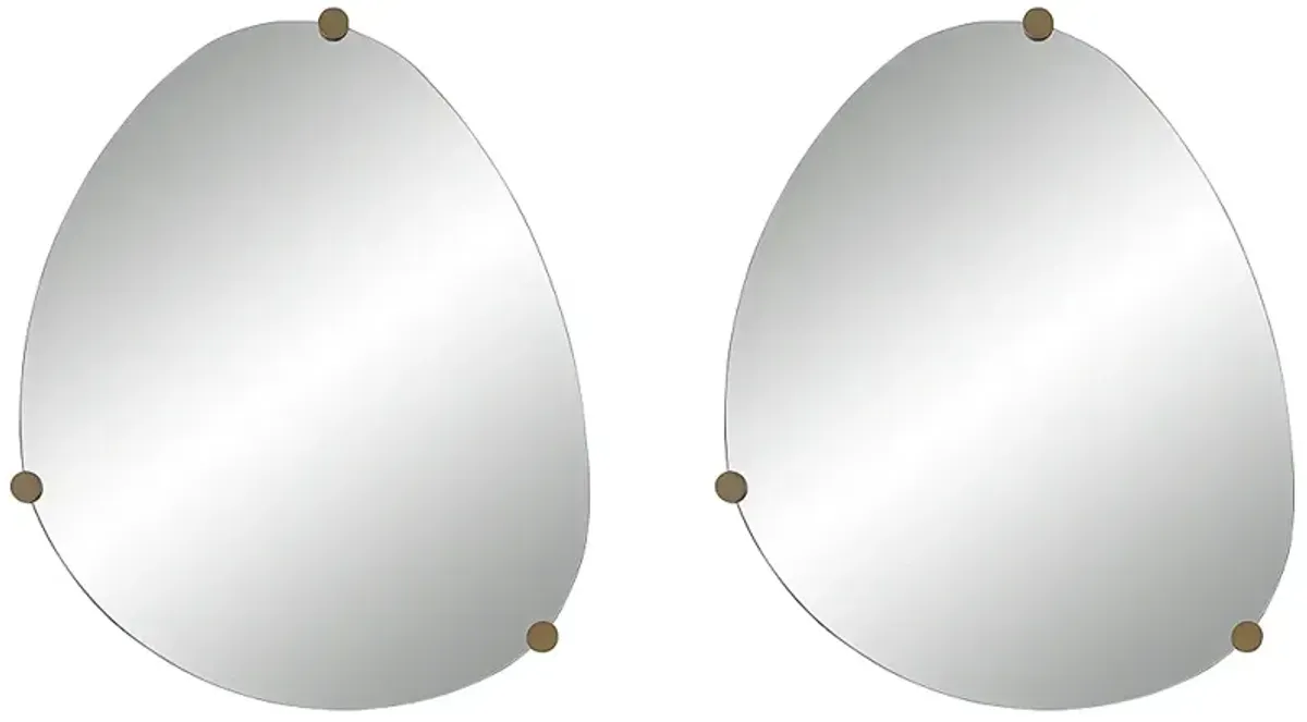 Marken Champagne 29" x 36" Oblong Wall Mirrors Set of 2