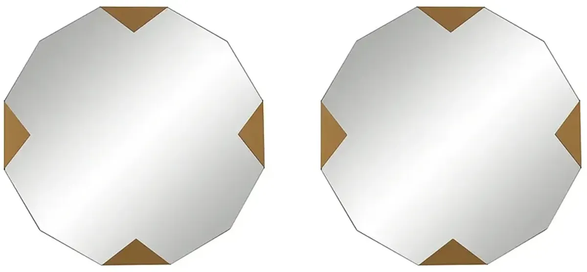 Drayden Gold 31" x 31" Triangles Wall Mirrors Set of 2