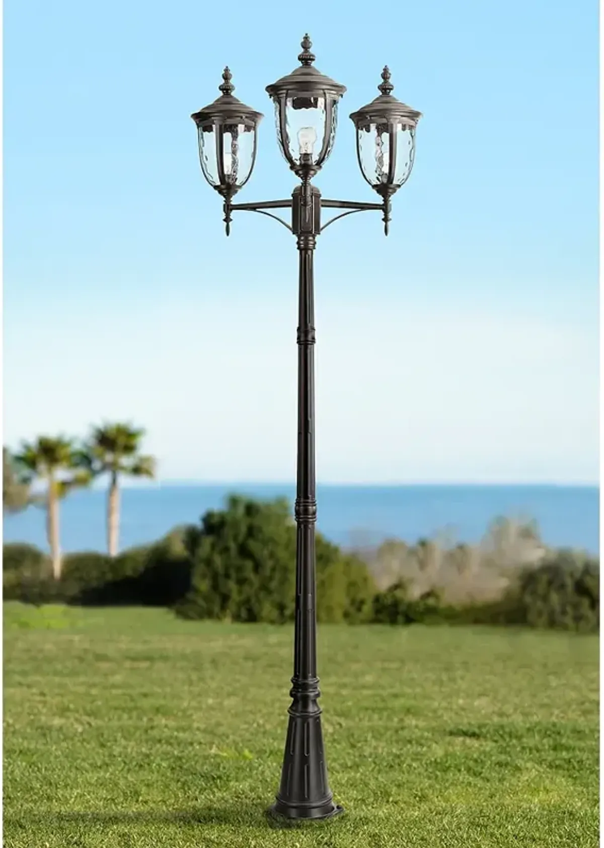 Bellagio 96" High Black Outdoor 3-Light Street Lantern