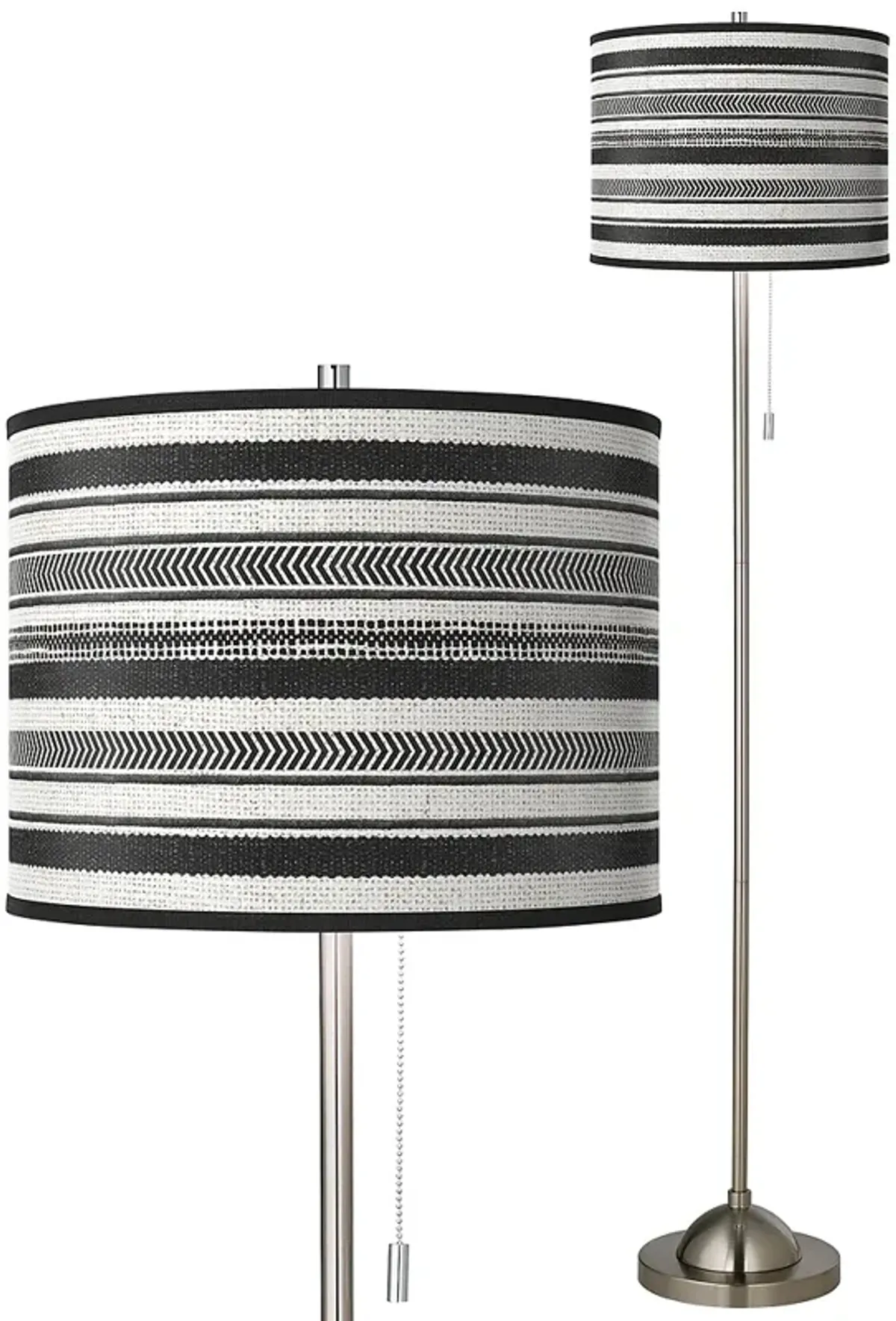 Stripes Noir Brushed Nickel Pull Chain Floor Lamp