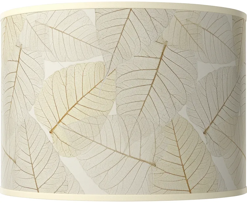 Fall Leaves White Giclee Drum Lamp Shade 15.5x15.5x11 (Spider)