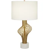 Possini Euro Cyclone 29 7/8" Gold and Marble Modern Table Lamp