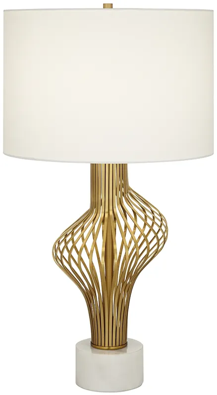 Possini Euro Cyclone 29 7/8" Gold and Marble Modern Table Lamp