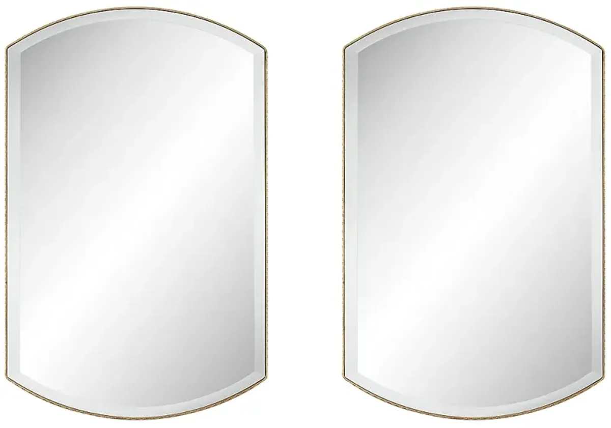 Hampton Distressed Gold 24" x 38" Wall Mirrors Set of 2