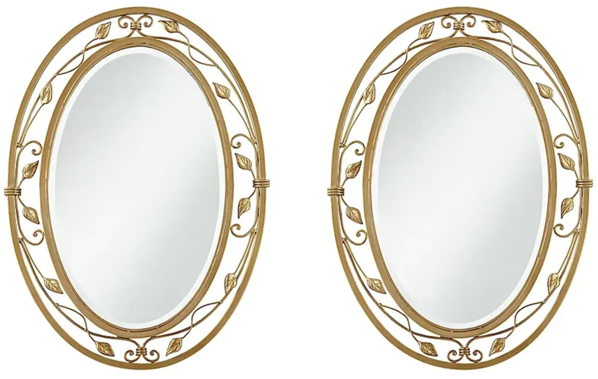 Eden Park Gold 24" x 34" Oval Wall Mirrors Set of 2
