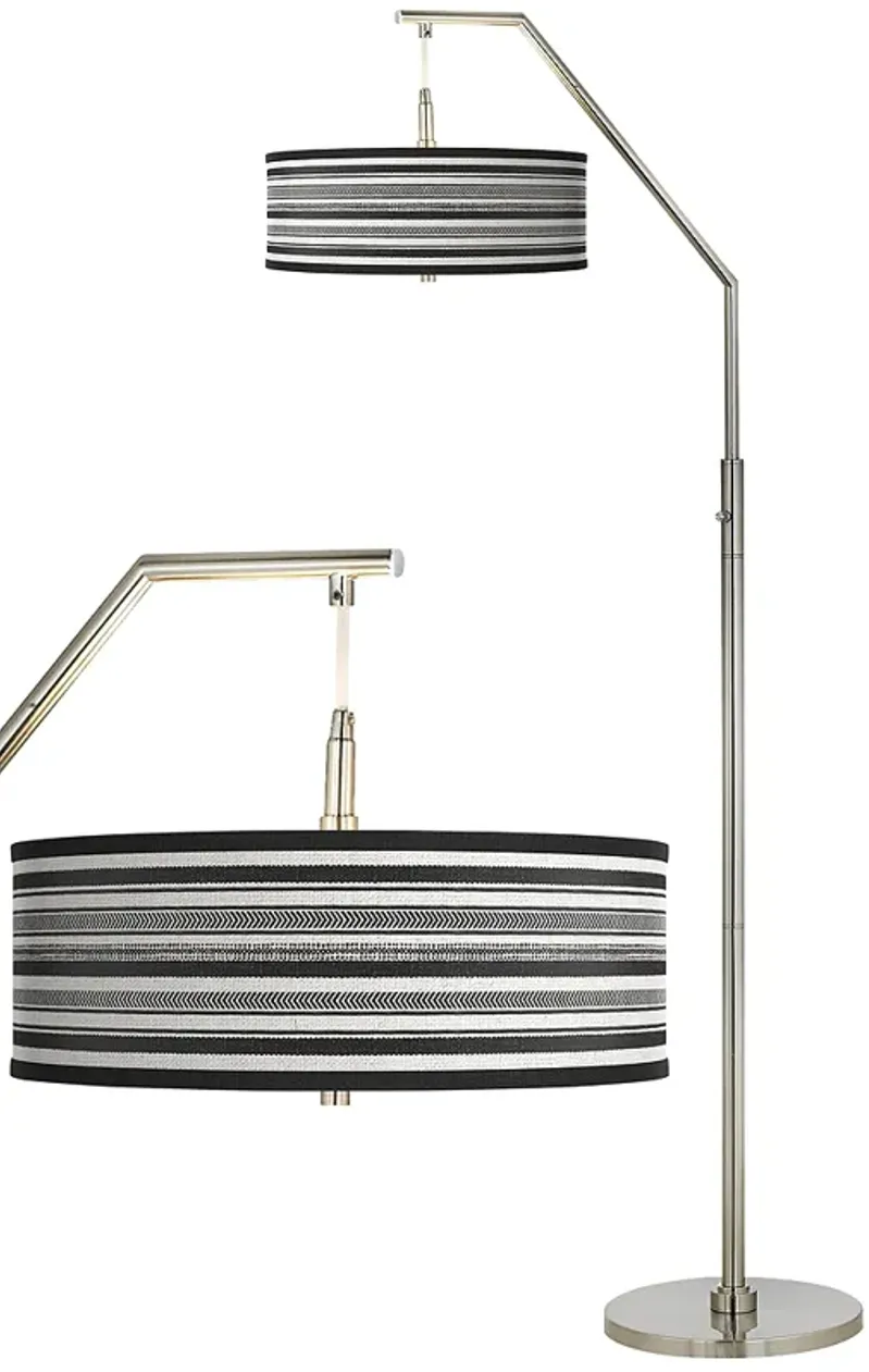 Stripes Noir Giclee Shade Arc Floor Lamp
