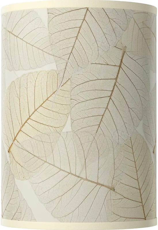 Fall Leaves White Giclee Cylinder Lamp Shade 8x8x11 (Spider)