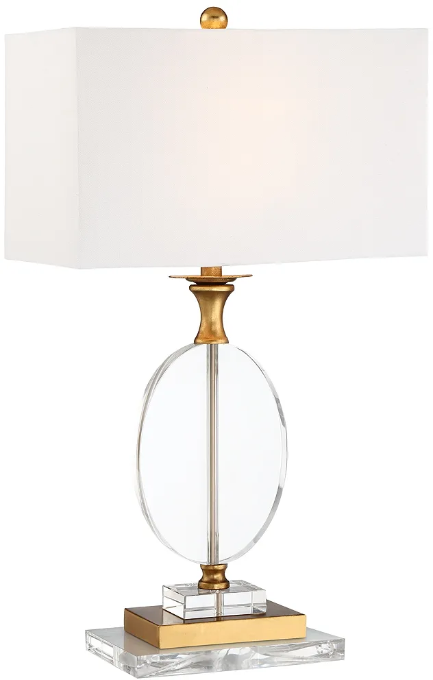 Valerie Crystal and Gold Table Lamp with Clear Acrylic Riser
