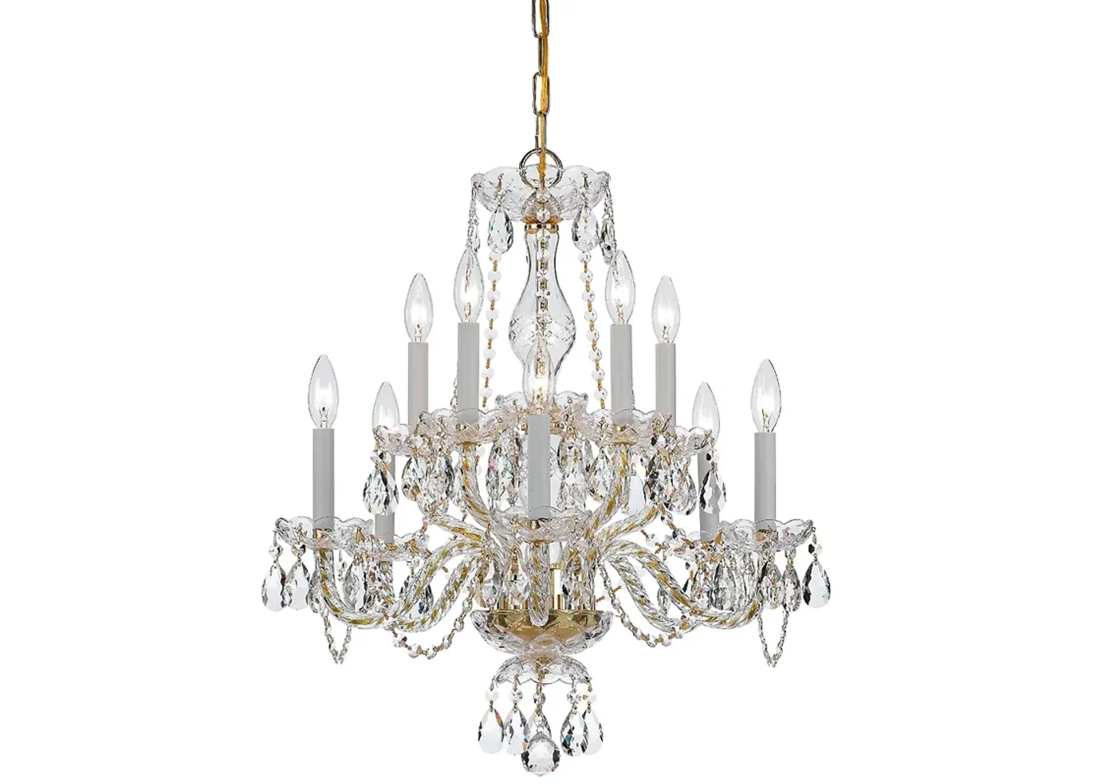 Traditional Crystal 23"W Polished Brass 10-Light Chandelier