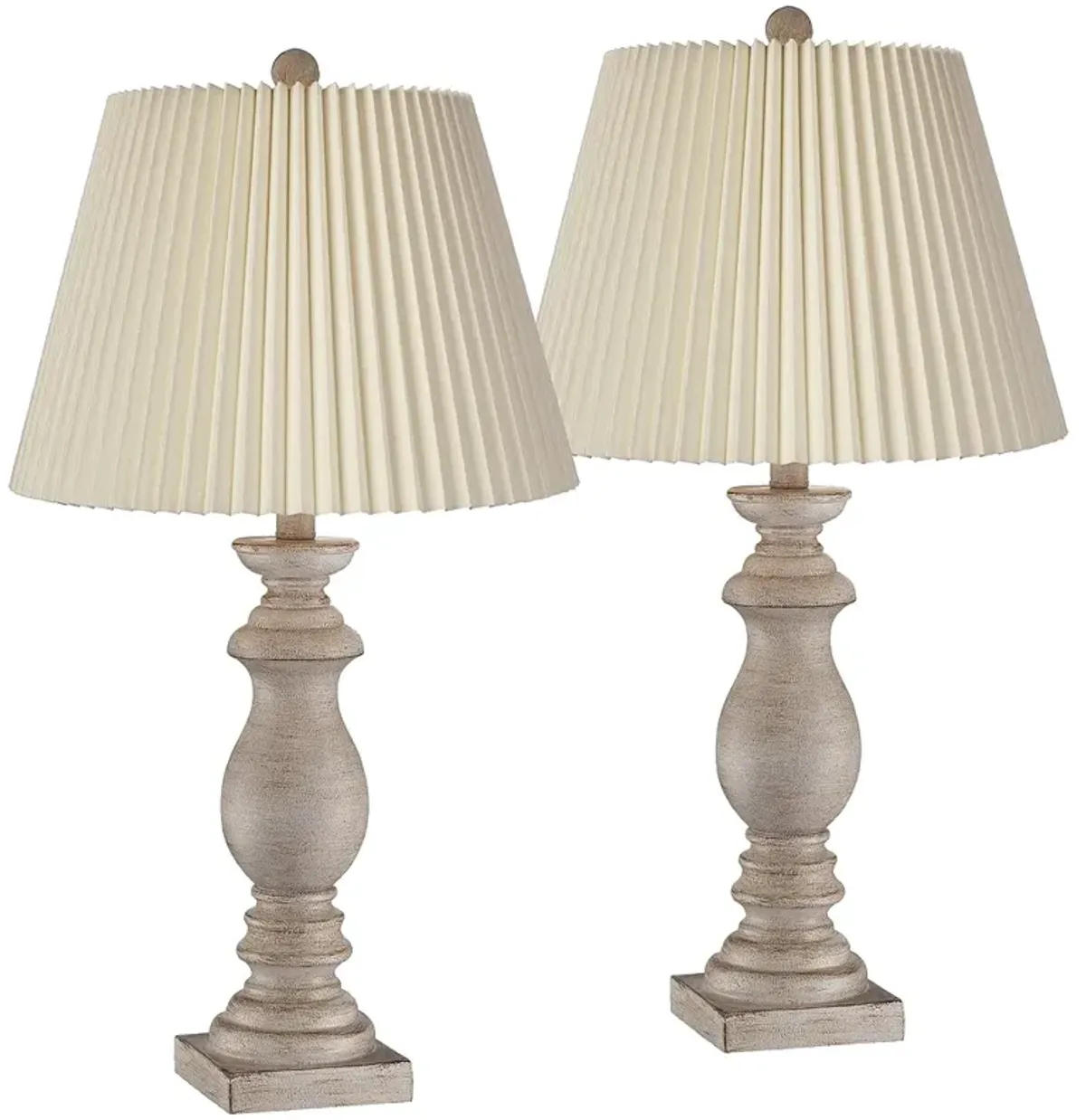 Regency Hill White-Washed Faux Wood Table Lamps Set of 2