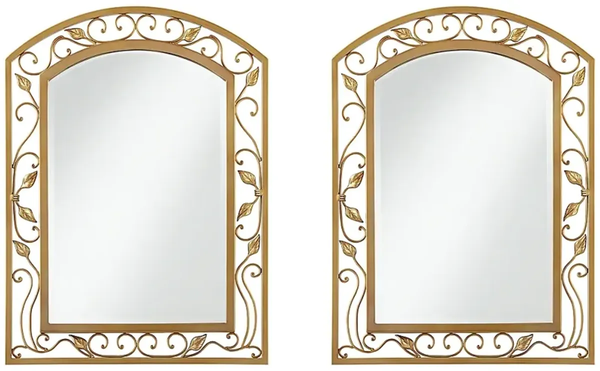 Eden Park Gold 25" x 34" Arch Top Wall Mirrors Set of 2