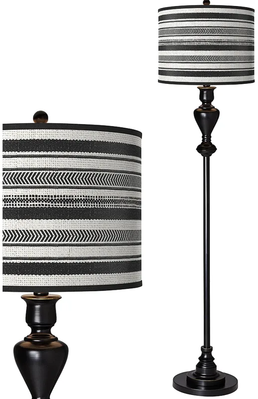 Stripes Noir Giclee Glow Black Bronze Floor Lamp