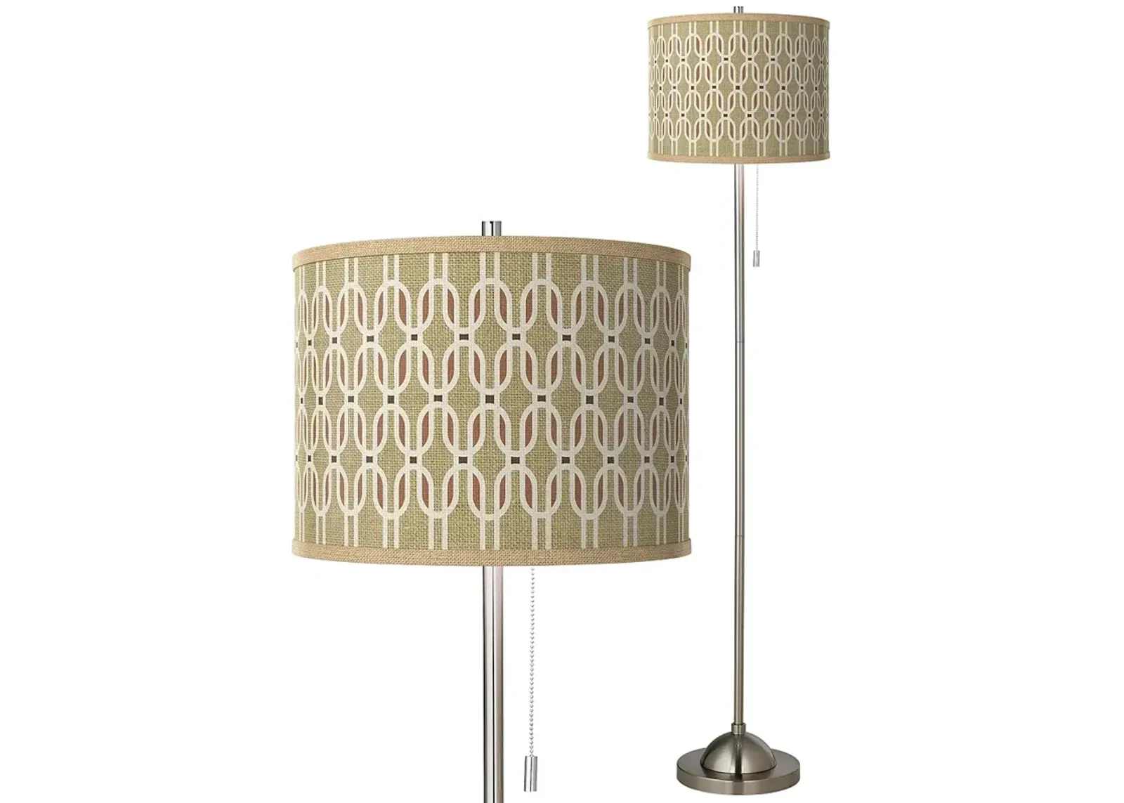 Rustic Mod Giclee Glow Shade on Brushed Nickel Pull Chain Floor Lamp