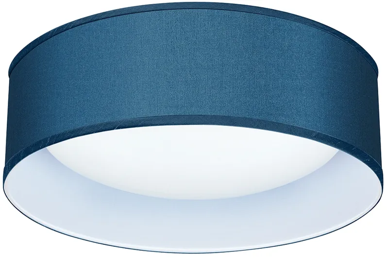 Possini Euro Blue Faux Silk 16" Wide LED Round LED Ceiling Light