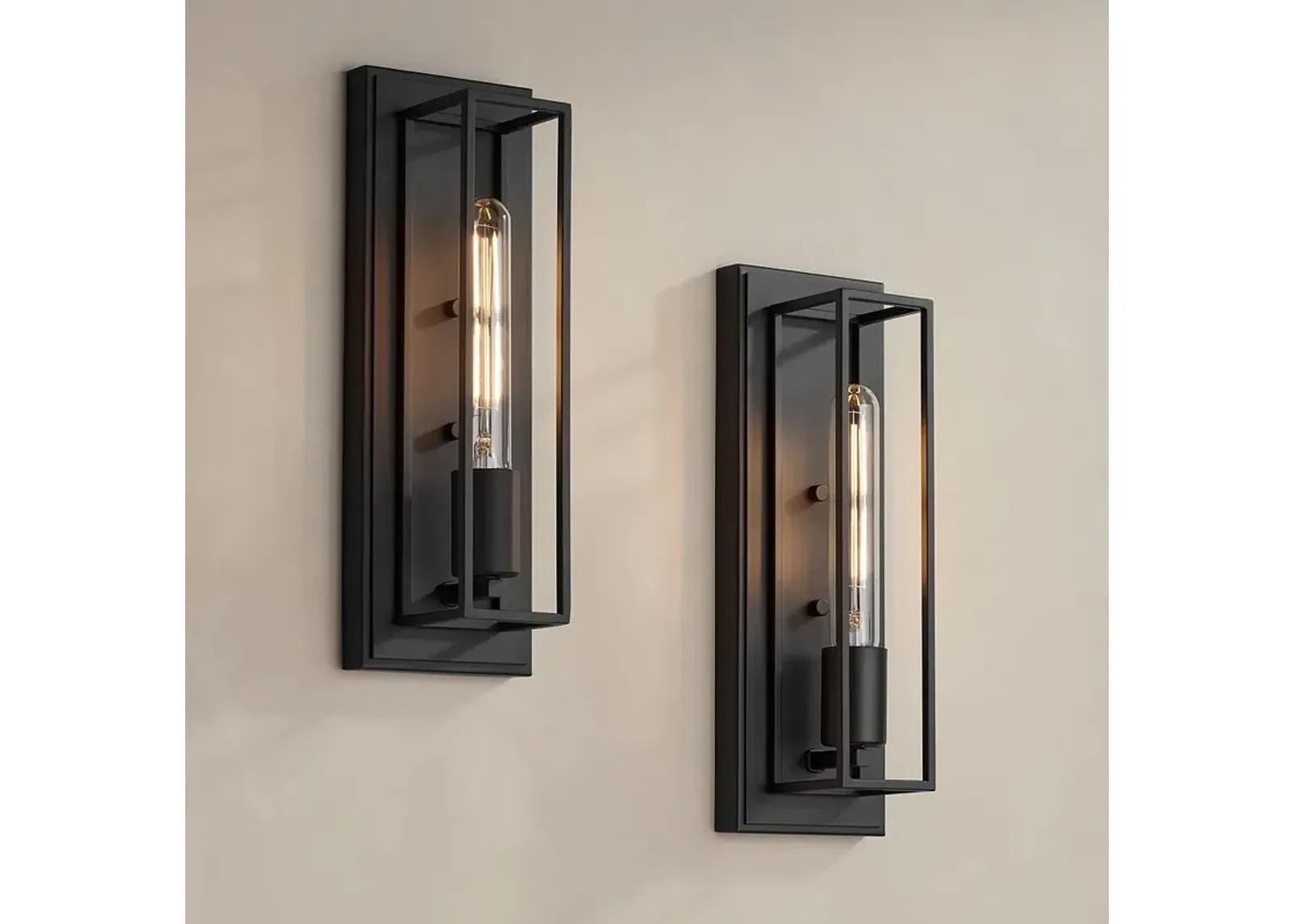 Possini Euro Faizah 13 1/2" High Bronze Box Wall Sconce Set of 2