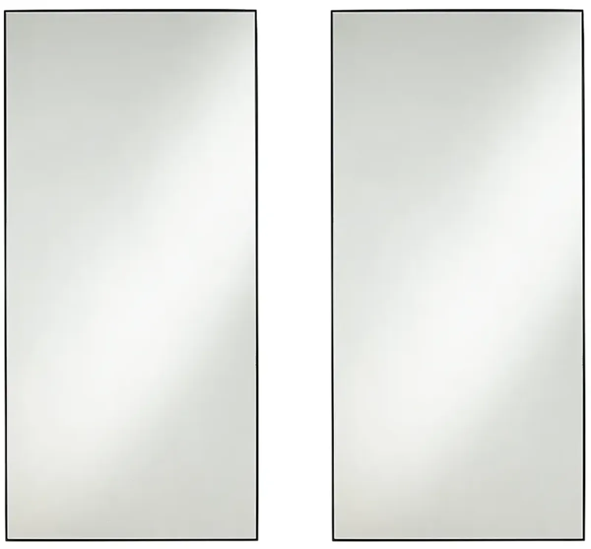 Aryn Matte Black 20" x 42 1/4" Rectangular Wall Mirrors Set of 2