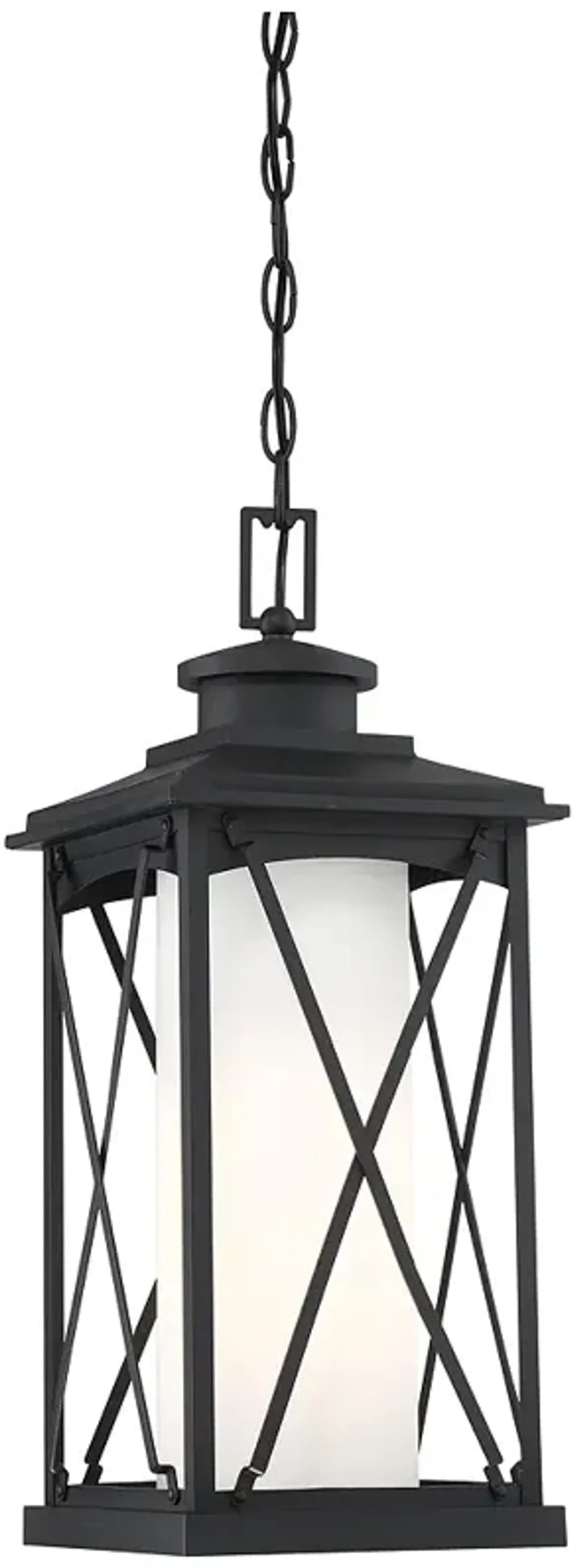 The Great Outdoors Lansdale 1-Light Matte Black OD Hung Lantern