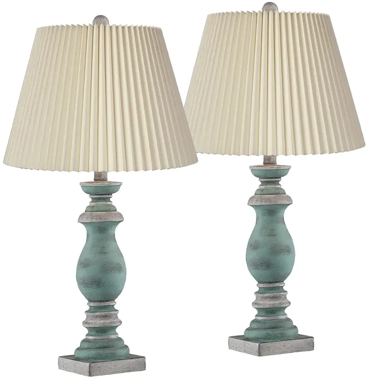 Regency Hill Patsy Blue-Gray Wash Table Lamps with Pleated Shades Set of 2