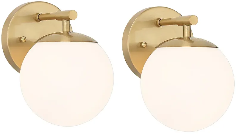 Possini Euro Meridian 8 1/2" High Gold and Glass Wall Sconce Set of 2