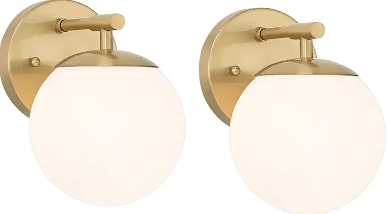 Possini Euro Meridian 8 1/2" High Gold and Glass Wall Sconce Set of 2