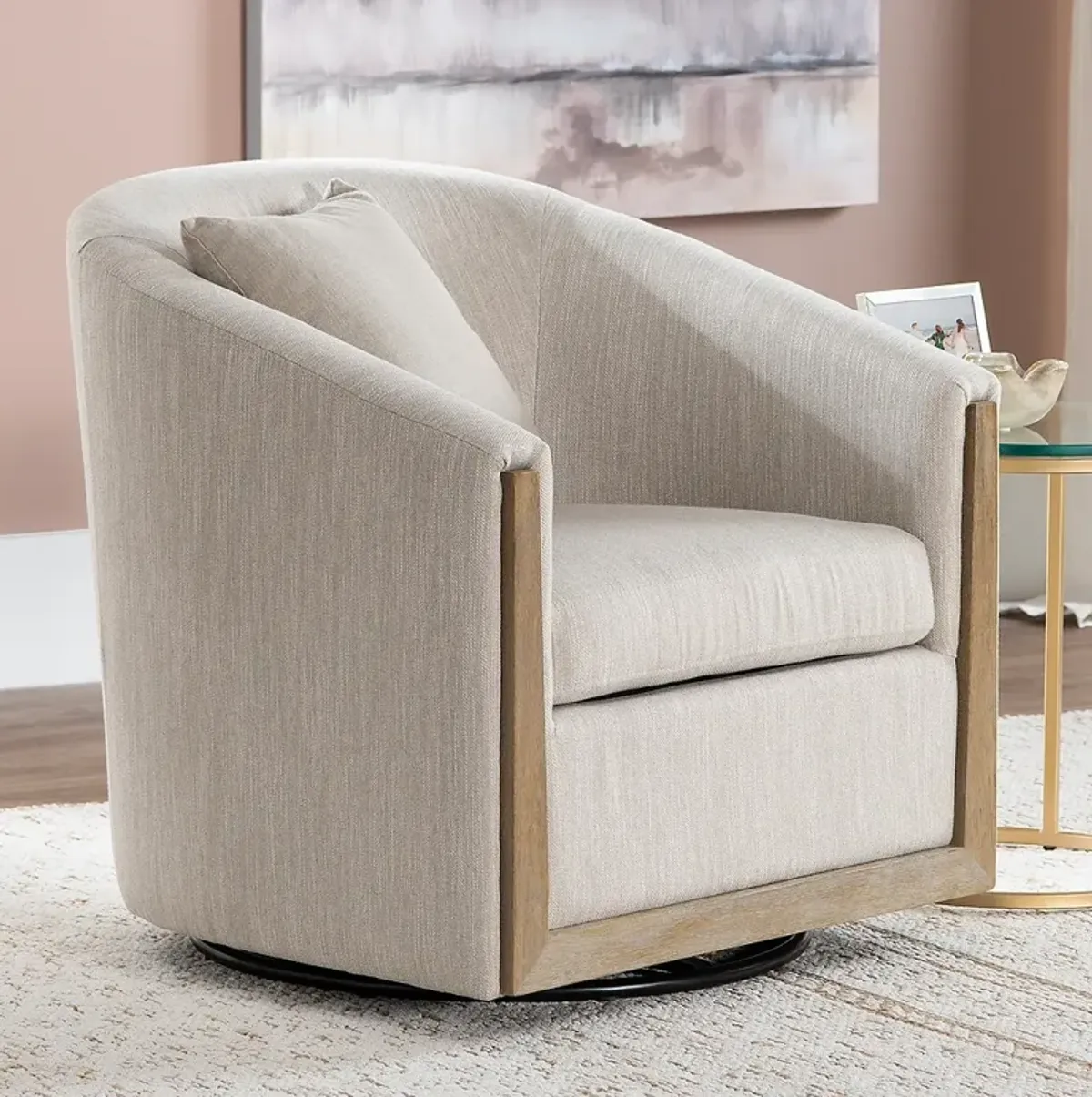 Crestview Collection Bennett 29" Wide Gray Swivel Accent Chair
