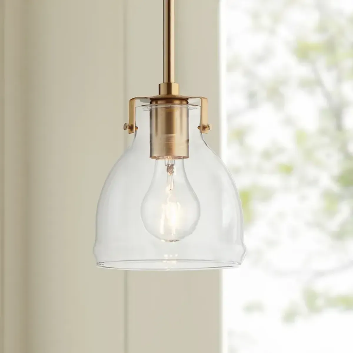 Possini Euro Bellis 6 1/2" Wide Soft Gold and Clear Glass Mini Pendant