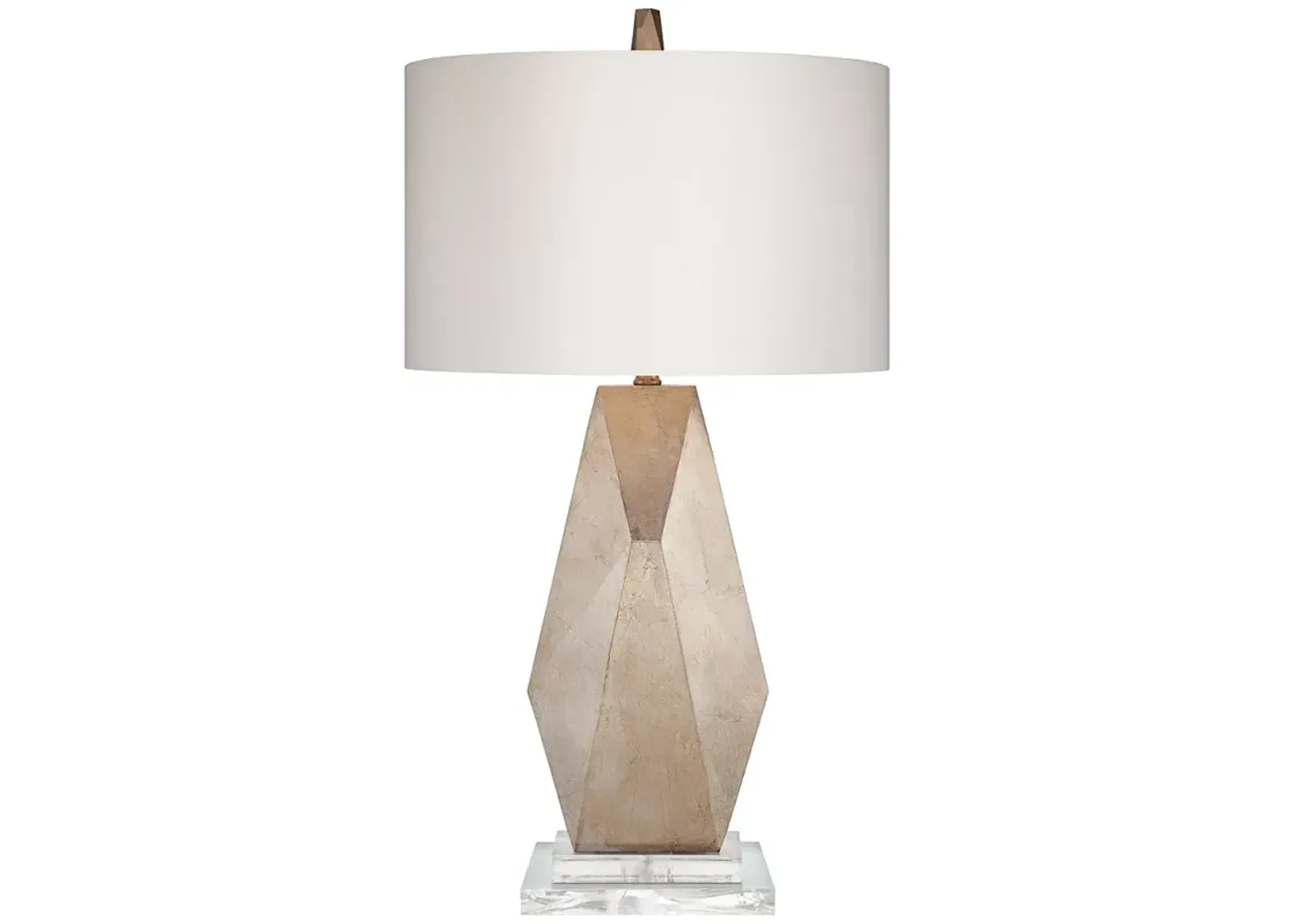 Possini Euro Champagne Gold Modern Geometric Table Lamp with Acrylic Riser