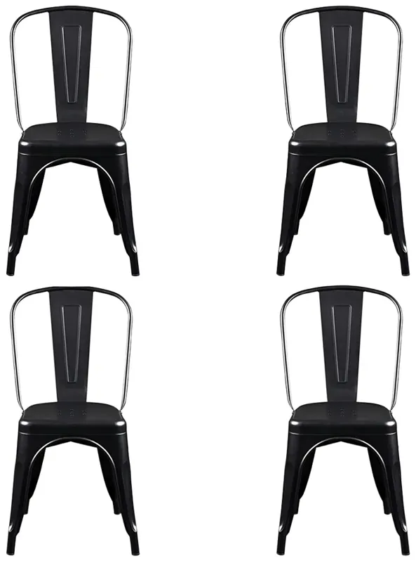 Corsair Black Metal Stacking Side Chairs Set of 4