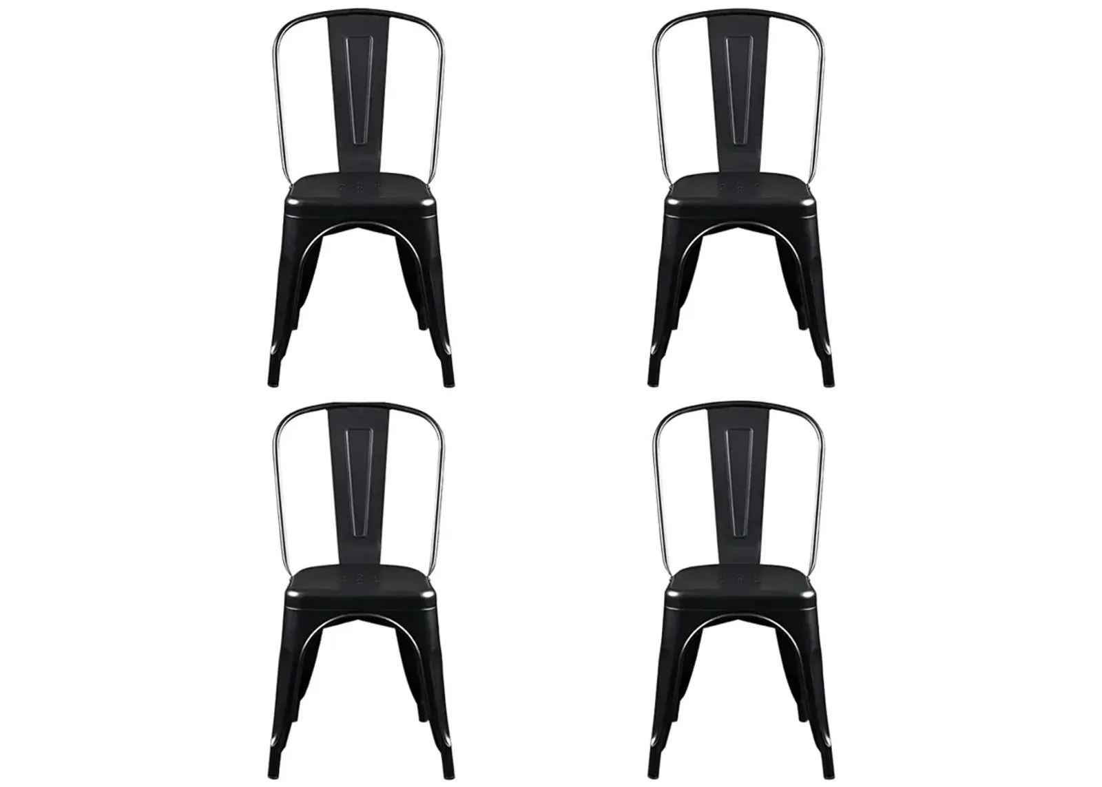 Corsair Black Metal Stacking Side Chairs Set of 4