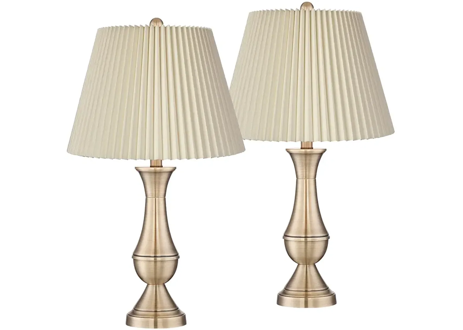 Regency Hill Becky 24 3/4" Ivory Pleated Brass Table Lamps Set of 2