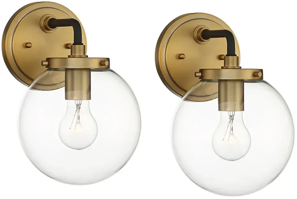 Possini Euro Fairling 10 1/2" High Gold Globe Wall Sconce Set of 2